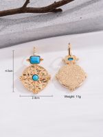 1 Pair Retro Ethnic Style Bohemian Geometric Round Plating Inlay Alloy Turquoise Drop Earrings main image 2