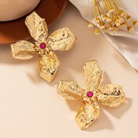 1 Pair Retro Exaggerated Flower Plating Alloy Gold Plated Ear Studs main image 4