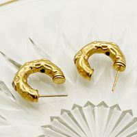 1 Pair IG Style Simple Style C Shape Plating Inlay 304 Stainless Steel Zircon 14K Gold Plated Ear Studs main image 3