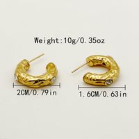1 Pair IG Style Simple Style C Shape Plating Inlay 304 Stainless Steel Zircon 14K Gold Plated Ear Studs main image 2