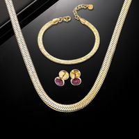 304 Stainless Steel 18K Gold Plated Elegant Luxurious Plating Inlay Solid Color Resin Bracelets Earrings Necklace main image 1