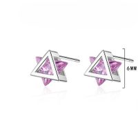 1 Paire Style Simple Triangle Placage Incruster Le Cuivre Zircon Plaqué Or 24k Or Blanc Plaqué Boucles D'oreilles main image 2