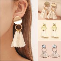 1 Pair Retro Solid Color Plating Alloy Gold Plated Drop Earrings main image 3