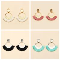 1 Pair Retro Color Block Plating Alloy Gold Plated Drop Earrings main image 1