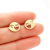 1 Pair Funny Little Monster Polishing Plating Stainless Steel 18k Gold Plated Ear Studs main image 1