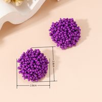1 Pair Sweet Solid Color Beaded Seed Bead Ear Studs main image 2