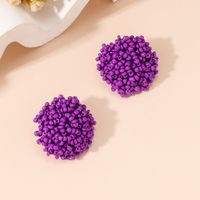 1 Pair Sweet Solid Color Beaded Seed Bead Ear Studs main image 4