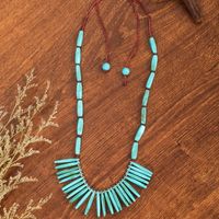 Retro Color Block Arylic Leather Rope Wholesale Pendant Necklace main image 3
