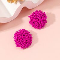1 Pair Sweet Solid Color Beaded Seed Bead Ear Studs main image 5