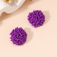 1 Pair Sweet Solid Color Beaded Seed Bead Ear Studs sku image 2