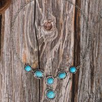 Ethnic Style Round Arylic Alloy Inlay Turquoise Women's Pendant Necklace main image 4
