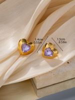 1 Pair Vintage Style Romantic Heart Shape Plating Inlay Alloy Zircon 18k Gold Plated Ear Studs sku image 1