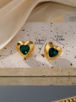 1 Par Estilo Vintage Romántico Forma De Corazón Enchapado Embutido Aleación Circón Chapado En Oro De 18 Quilates. Pendientes sku image 2