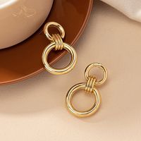 1 Pair Retro Simple Style Solid Color Plating Alloy Gold Plated Ear Studs main image 1