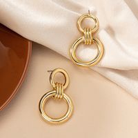 1 Pair Retro Simple Style Solid Color Plating Alloy Gold Plated Ear Studs main image 5