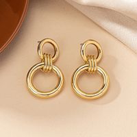 1 Pair Retro Simple Style Solid Color Plating Alloy Gold Plated Ear Studs main image 4