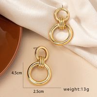 1 Pair Retro Simple Style Solid Color Plating Alloy Gold Plated Ear Studs main image 2
