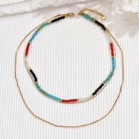 Vacation Ethnic Style Geometric 304 Stainless Steel Resin Beaded Plating Women's Three Layer Necklace main image 4
