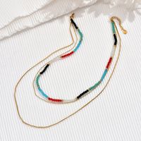 Vacation Ethnic Style Geometric 304 Stainless Steel Resin Beaded Plating Women's Three Layer Necklace main image 1