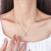 Elegant Classic Style Round Sterling Silver Gra Plating Inlay Moissanite 18k Gold Plated Pendant Necklace main image 3