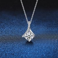 Elegant Classic Style Round Sterling Silver Gra Plating Inlay Moissanite 18k Gold Plated Pendant Necklace main image 4