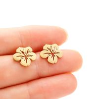 1 Paire Style Simple Fleur Placage Acier Inoxydable Plaqué Or 18k Boucles D'oreilles main image 1