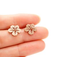 1 Pair Simple Style Flower Plating Stainless Steel 18k Gold Plated Ear Studs sku image 2