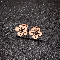 1 Paire Style Simple Fleur Placage Acier Inoxydable Plaqué Or 18k Boucles D'oreilles main image 4