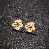 1 Pair Simple Style Flower Plating Stainless Steel 18k Gold Plated Ear Studs main image 3