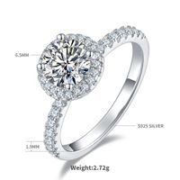 Ig Style Shiny Round Sterling Silver Gra Plating Inlay Moissanite Rhodium Plated Silver Plated Rings main image 2