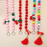 Cute Sweet Geometric Plush Beaded Tassel Mobile Phone Chain main image 1