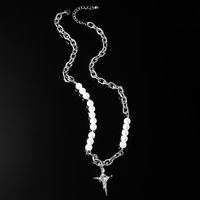 Hip Hop Geometrisch Künstliche Perle Titan Stahl Überzug Inlay Strasssteine Männer Halskette main image 1