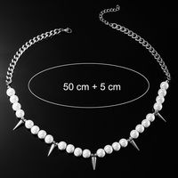 Hip-hop Geometric Artificial Pearl Titanium Steel Beaded Rivet Men's Necklace main image 2