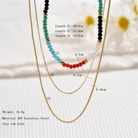 Vacation Ethnic Style Geometric 304 Stainless Steel Resin Beaded Plating Women's Three Layer Necklace sku image 1