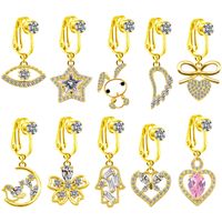 1 Piece Tongue Rings Casual Shiny Star Moon Heart Shape Stainless Steel Alloy Plating Inlay Rhinestones Glass White Gold Plated Gold Plated main image 1