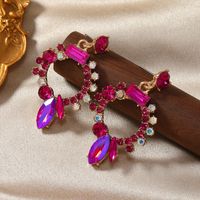 1 Pair Glam Luxurious Geometric Plating Inlay Alloy Rhinestones Gold Plated Drop Earrings main image 4