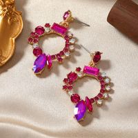 1 Pair Glam Luxurious Geometric Plating Inlay Alloy Rhinestones Gold Plated Drop Earrings main image 3