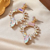 1 Pair Glam Luxurious Geometric Plating Inlay Alloy Rhinestones Gold Plated Drop Earrings main image 6