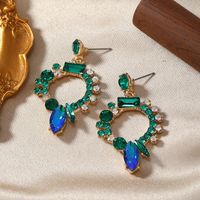 1 Pair Glam Luxurious Geometric Plating Inlay Alloy Rhinestones Gold Plated Drop Earrings main image 8