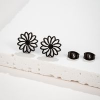 1 Pair Simple Style Flower Polishing Plating Stainless Steel 18k Gold Plated Ear Studs main image 5