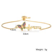 Simple Style Letter Butterfly Copper Plating Inlay Zircon 18k Gold Plated Bracelets main image 3