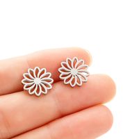 1 Pair Simple Style Flower Polishing Plating Stainless Steel 18k Gold Plated Ear Studs sku image 1