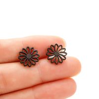 1 Pair Simple Style Flower Polishing Plating Stainless Steel 18k Gold Plated Ear Studs sku image 4