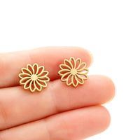 1 Pair Simple Style Flower Polishing Plating Stainless Steel 18k Gold Plated Ear Studs main image 1