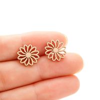 1 Pair Simple Style Flower Polishing Plating Stainless Steel 18k Gold Plated Ear Studs sku image 2
