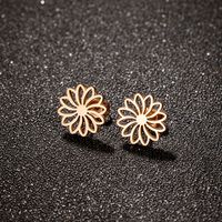 1 Pair Simple Style Flower Polishing Plating Stainless Steel 18k Gold Plated Ear Studs main image 3