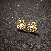 1 Pair Simple Style Flower Polishing Plating Stainless Steel 18k Gold Plated Ear Studs main image 4