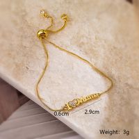 Simple Style Letter Butterfly Copper Plating Inlay Zircon 18k Gold Plated Bracelets main image 2