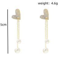 1 Paire Élégant Style Simple Forme De Cœur Placage Incruster Alliage Perles Artificielles Strass Boucles D'oreilles main image 2