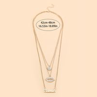 Wholesale Jewelry Glam Shiny Lips Letter Heart Shape Alloy Rhinestones Plating Inlay Three Layer Necklace main image 6
